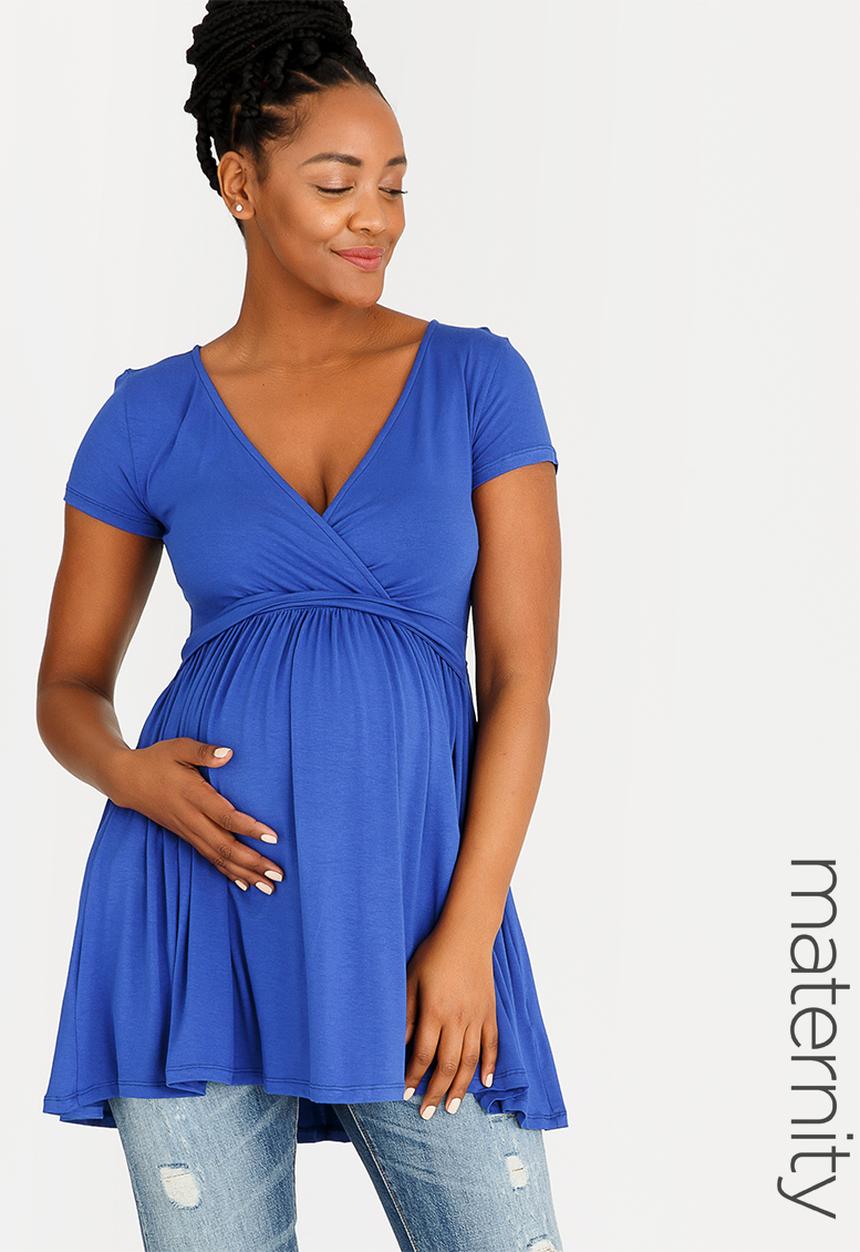 edit Maternity - V-neck Twist Detail Top Dark Blue
