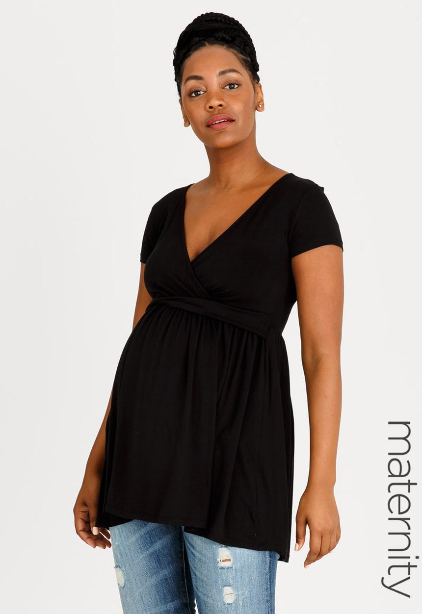 edit Maternity - V-neck Twist Detail Top Black