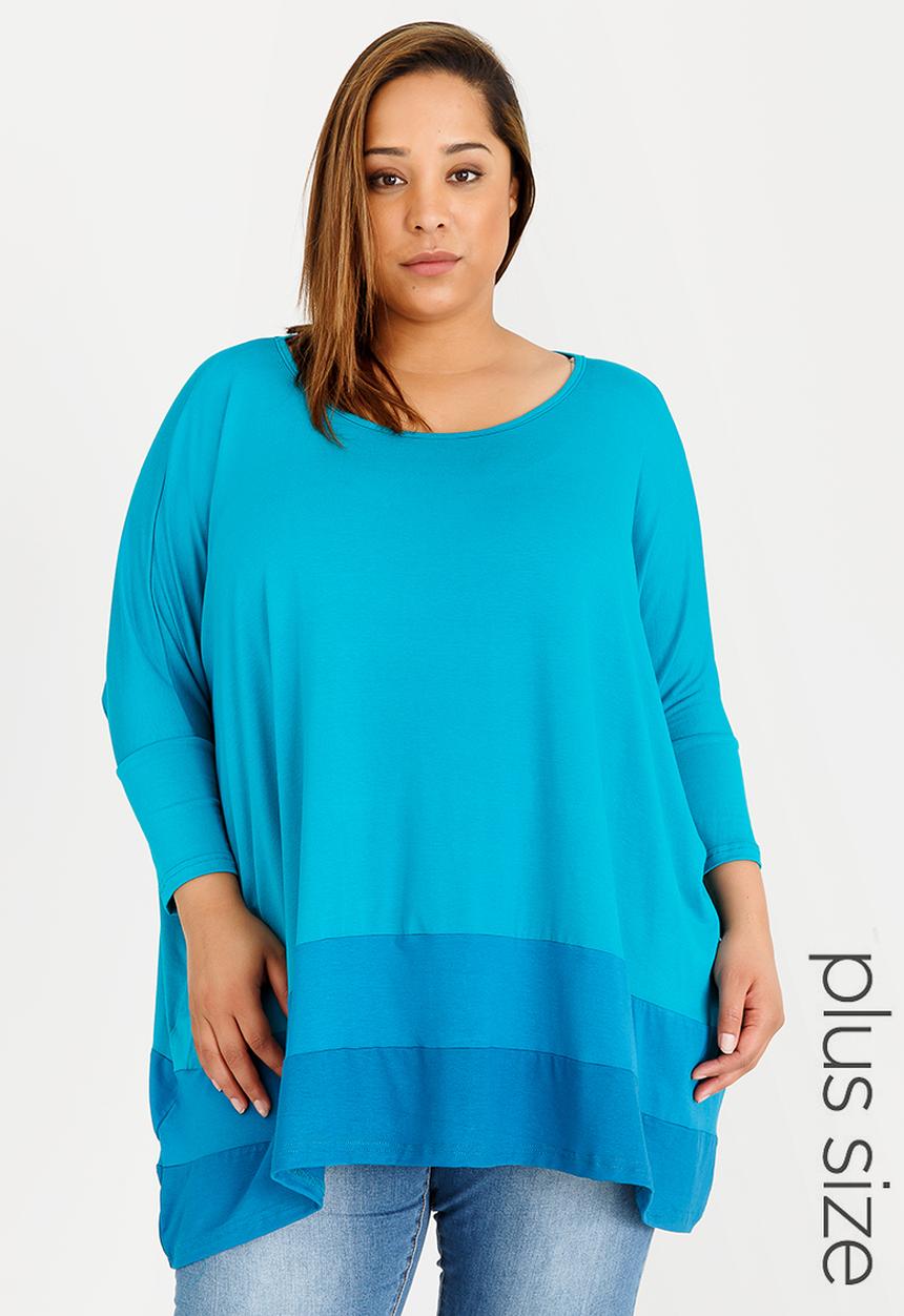 edit Plus - Colour Block Tunic Mid Blue