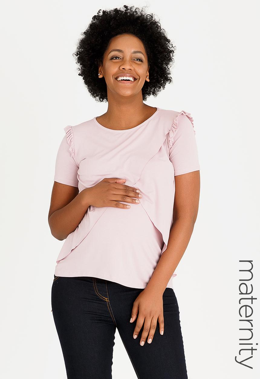 edit Maternity - Frill Detail Nursing Top Pale Pink