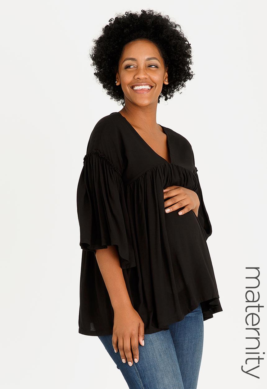 edit Maternity - Flowy Boho Top Black