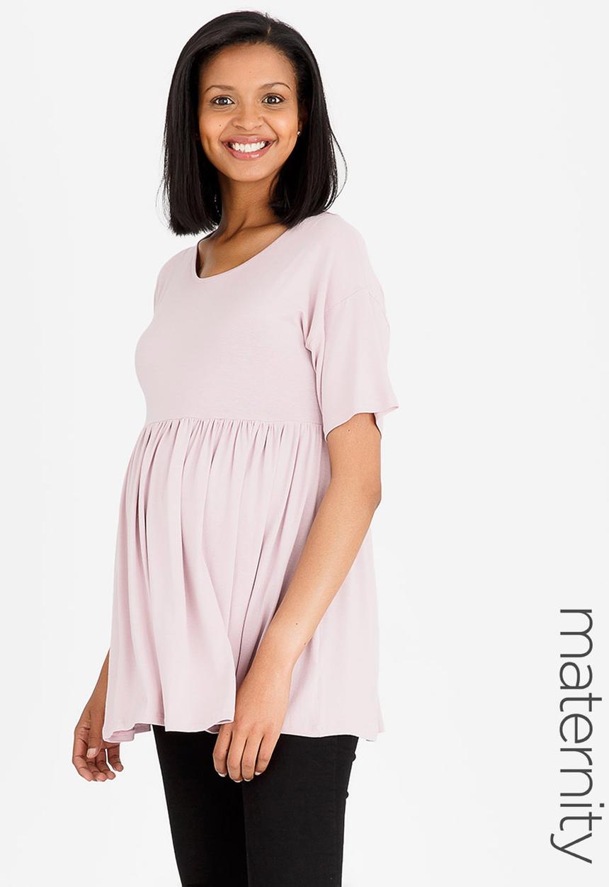edit Maternity - Empire Line T-Shirt Pale Pink