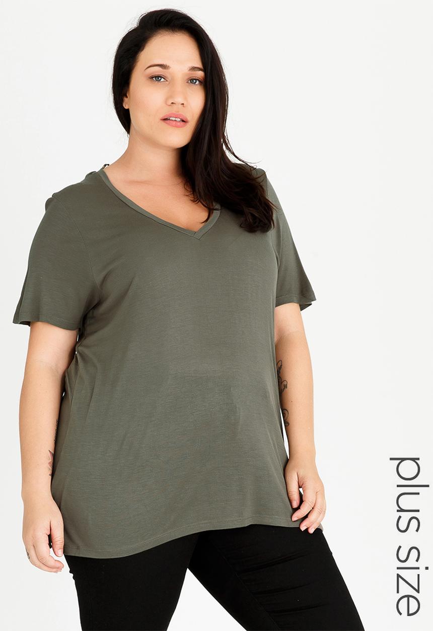 Brave Soul - Tory V-neck T-shirt Mid Green