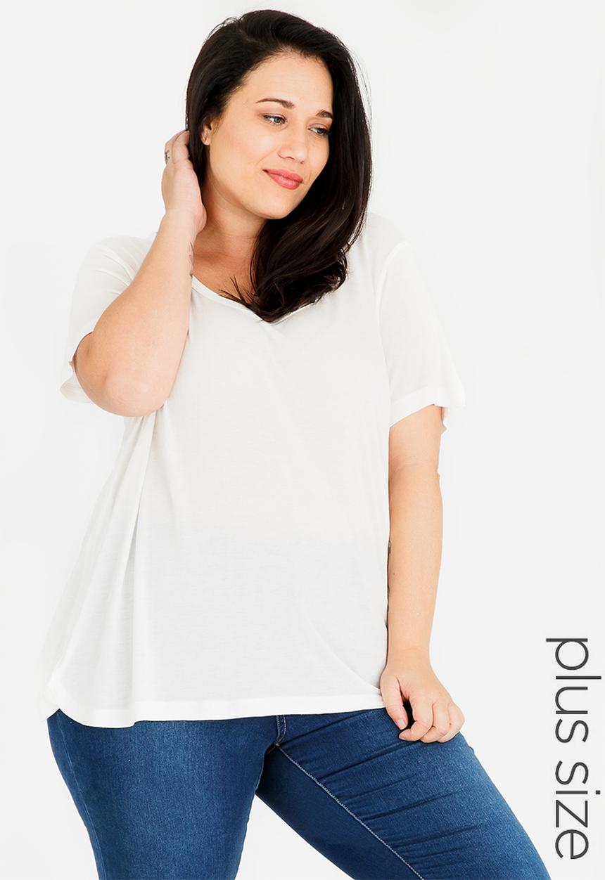 Brave Soul - Perrie Scoop Neck T-shirt Cream