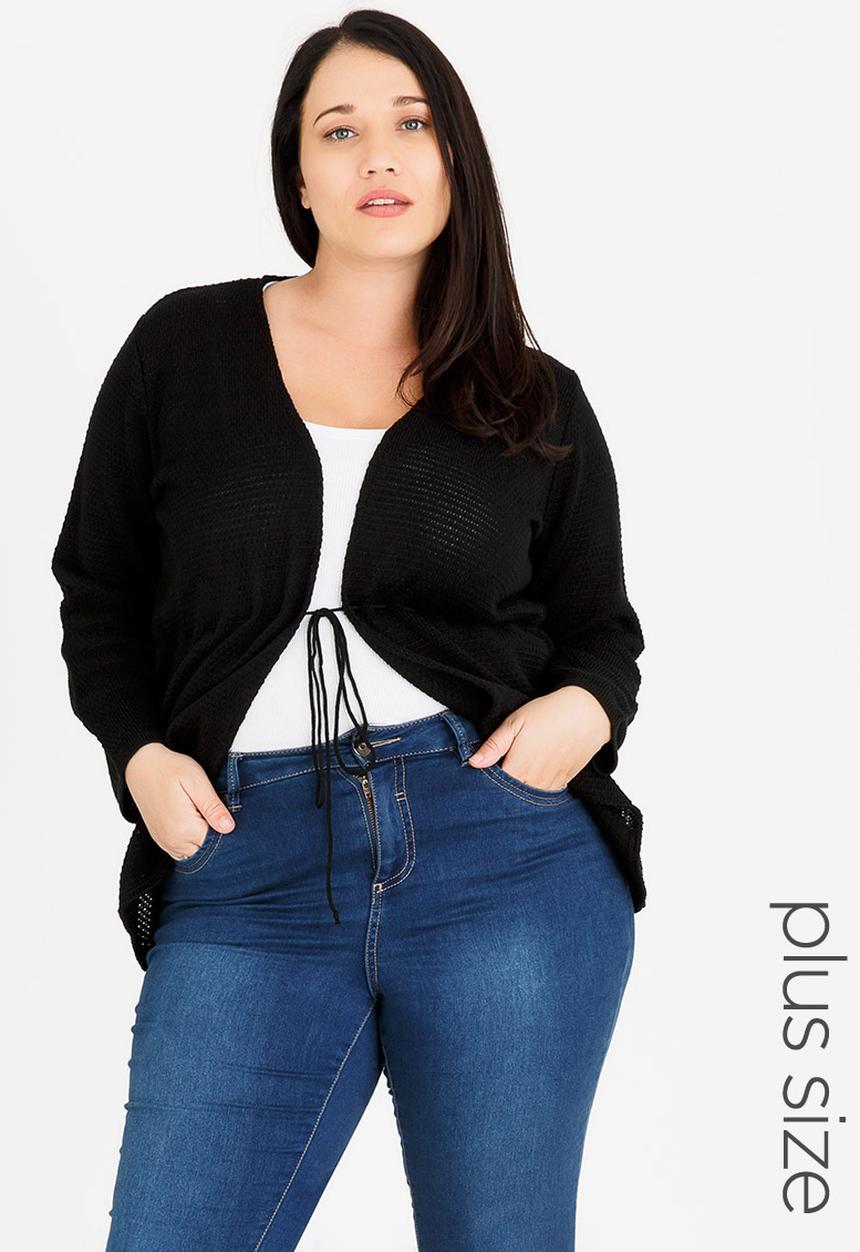 edit Plus - Lace Knit Cardigan Black