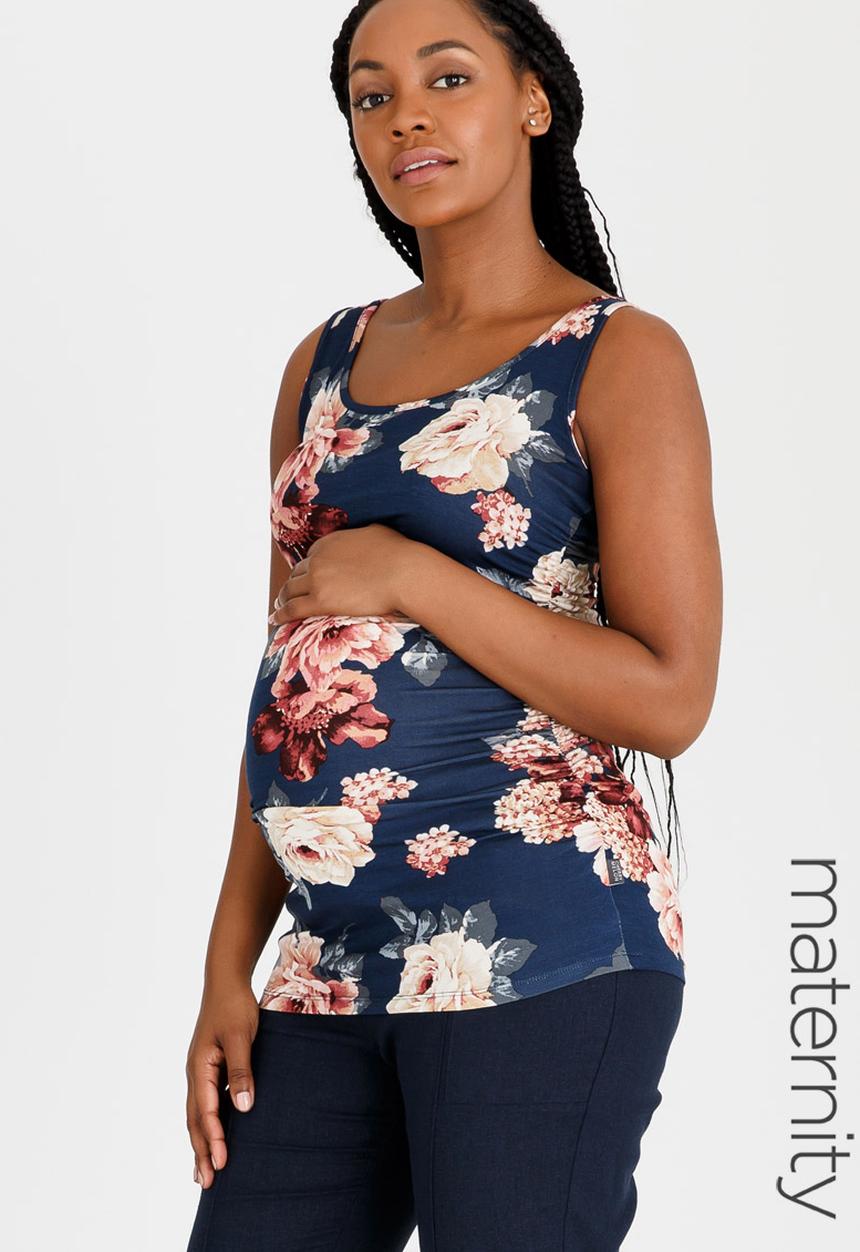 Cherry Melon - Printed Tank with Side Detail Floral