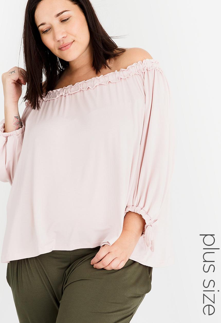 Slick - Daria Off the Shoulder Top Pale Pink