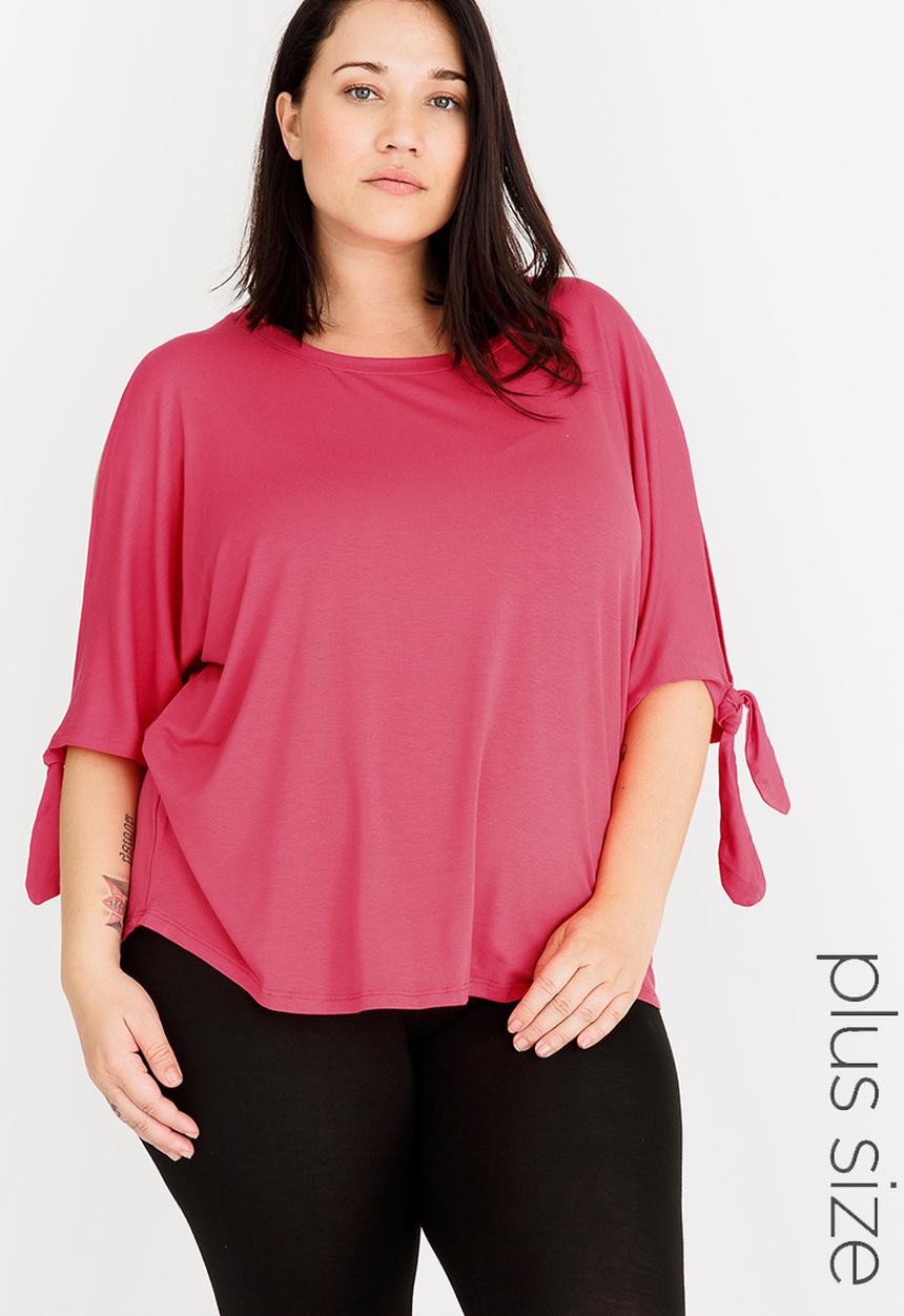 Slick - Rachel Tie Sleeve Top Coral