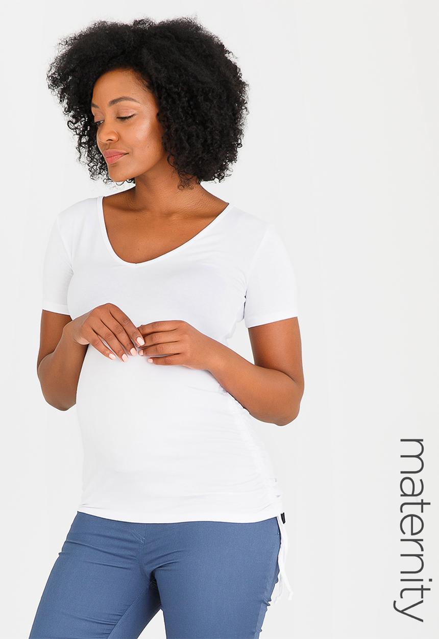 edit Maternity - Drawstring Top White