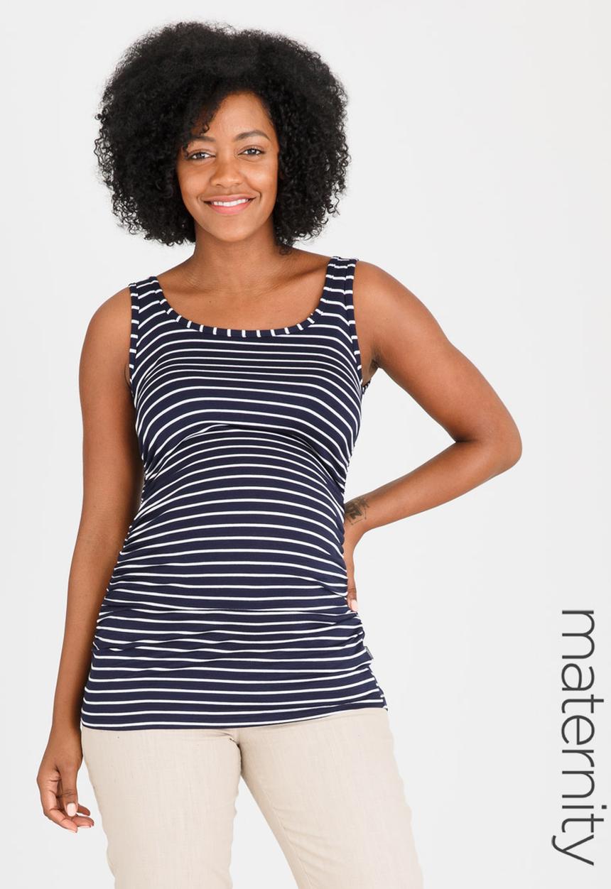 Cherry Melon - Side Gauge Tank Navy & White