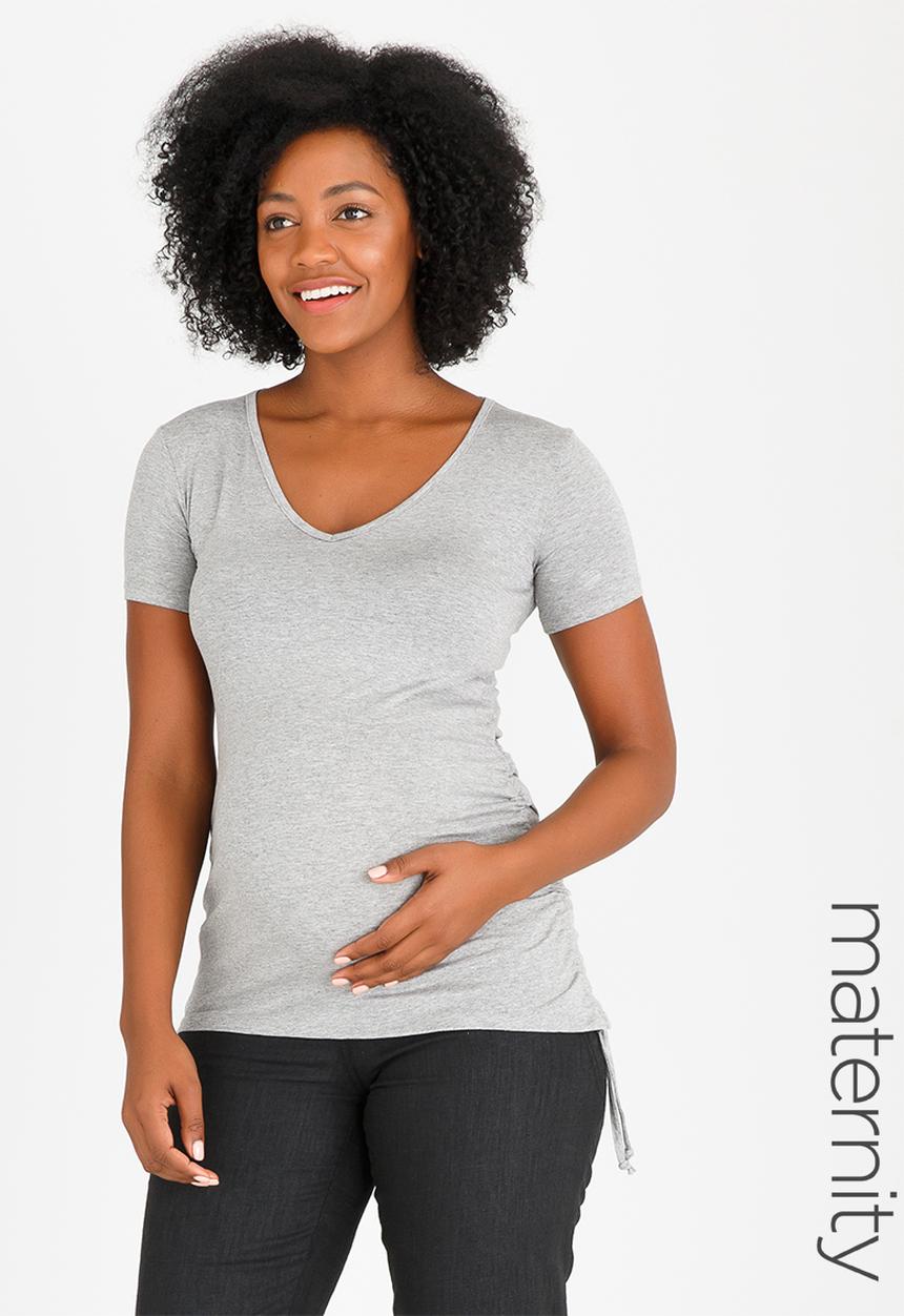 edit Maternity - Drawstring Top Grey