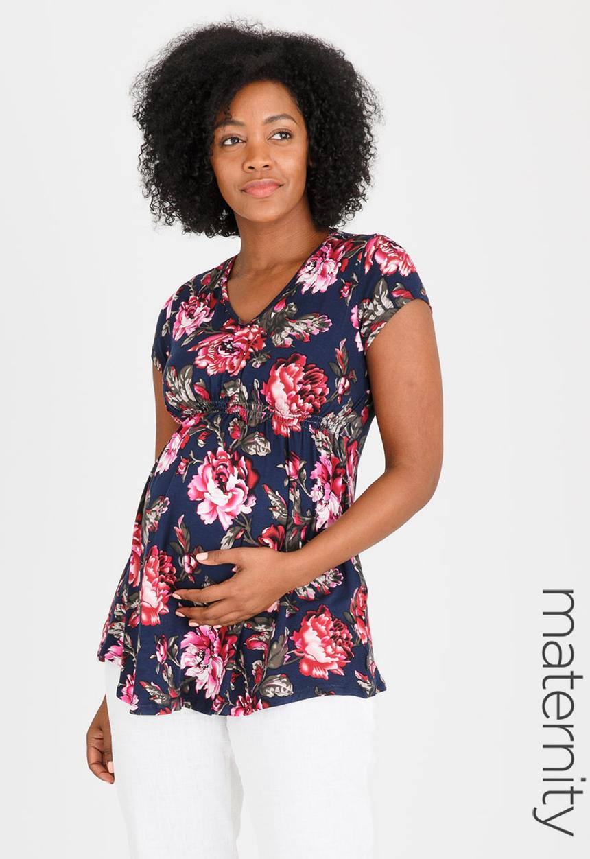 Cherry Melon - Cap Sleeve Smocked Top Floral