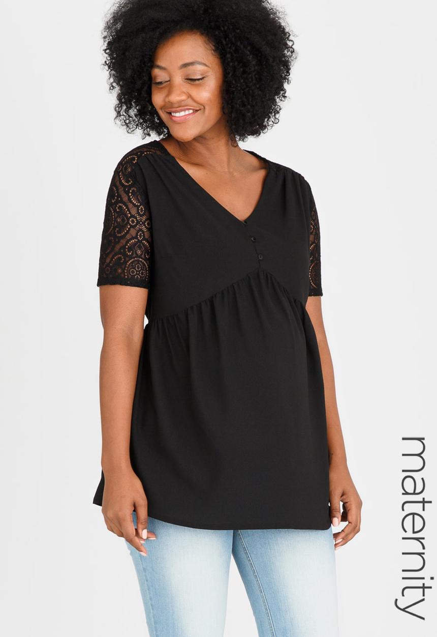 Cherry Melon - Lace Babydoll Top Black