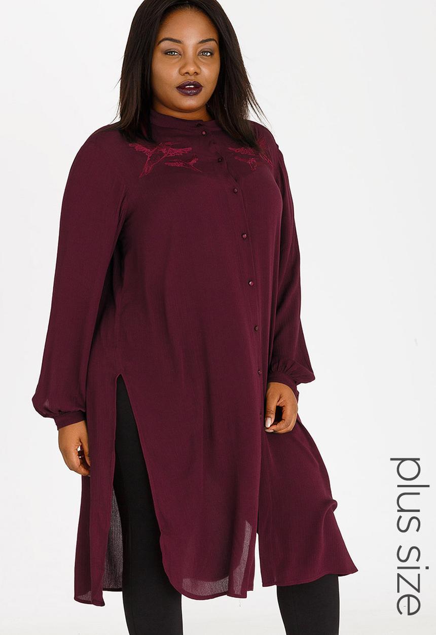 Marique Yssel - Judy Shirt Tunic with Embroidery Burgundy