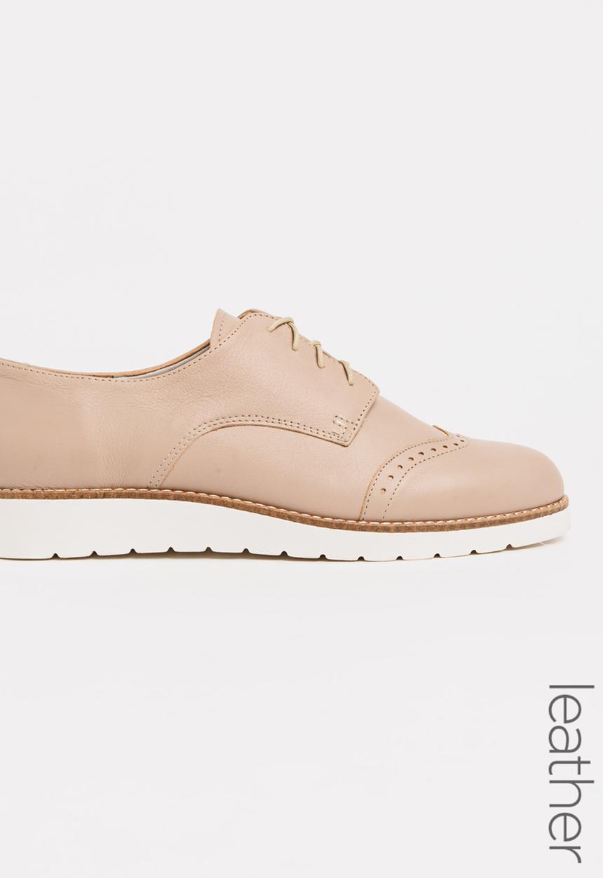 Phelan - Leather Floral Detail Lace-ups Nude