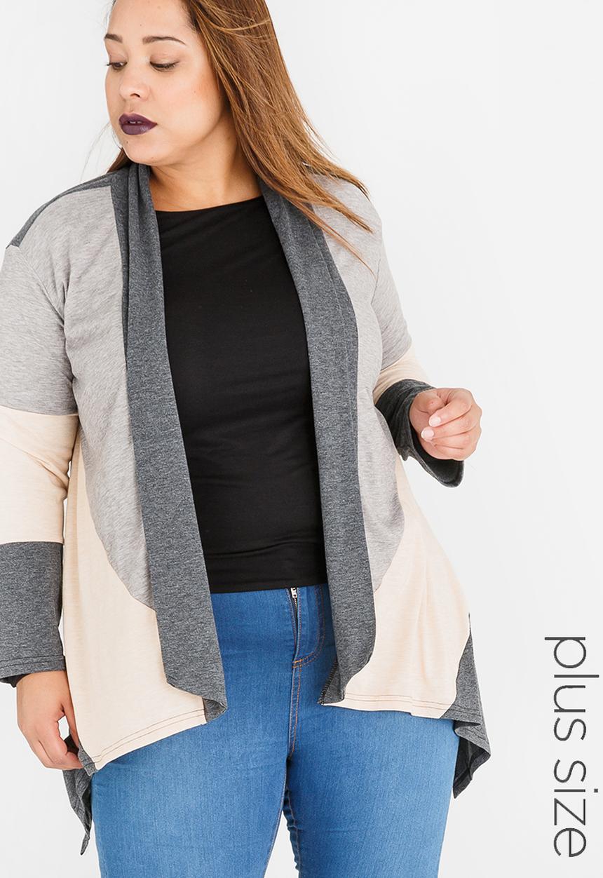 Lu-May - Colourblock Cardi Grey