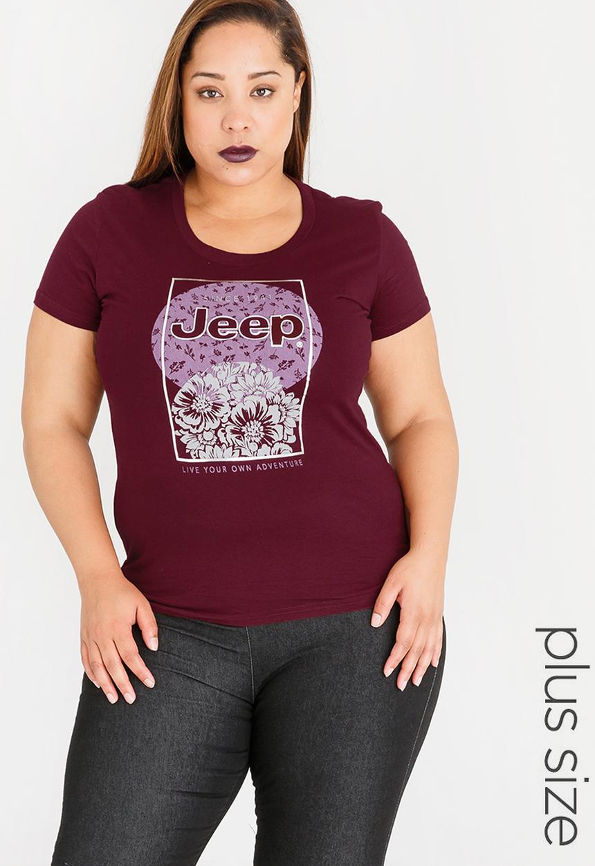 JEEP - Foil Printed Tee Dark Red