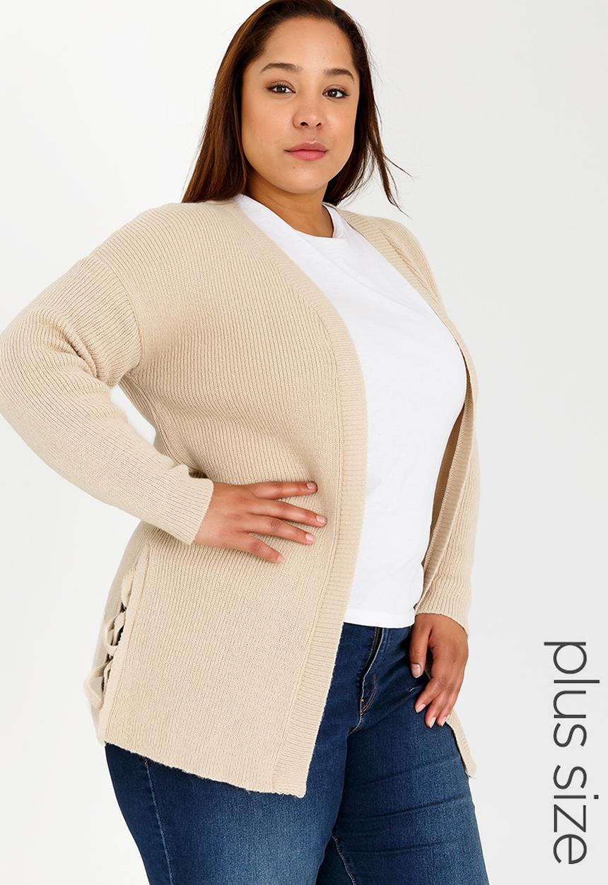 STYLE REPUBLIC PLUS - Jersey with Side Criss-cross Detail Beige