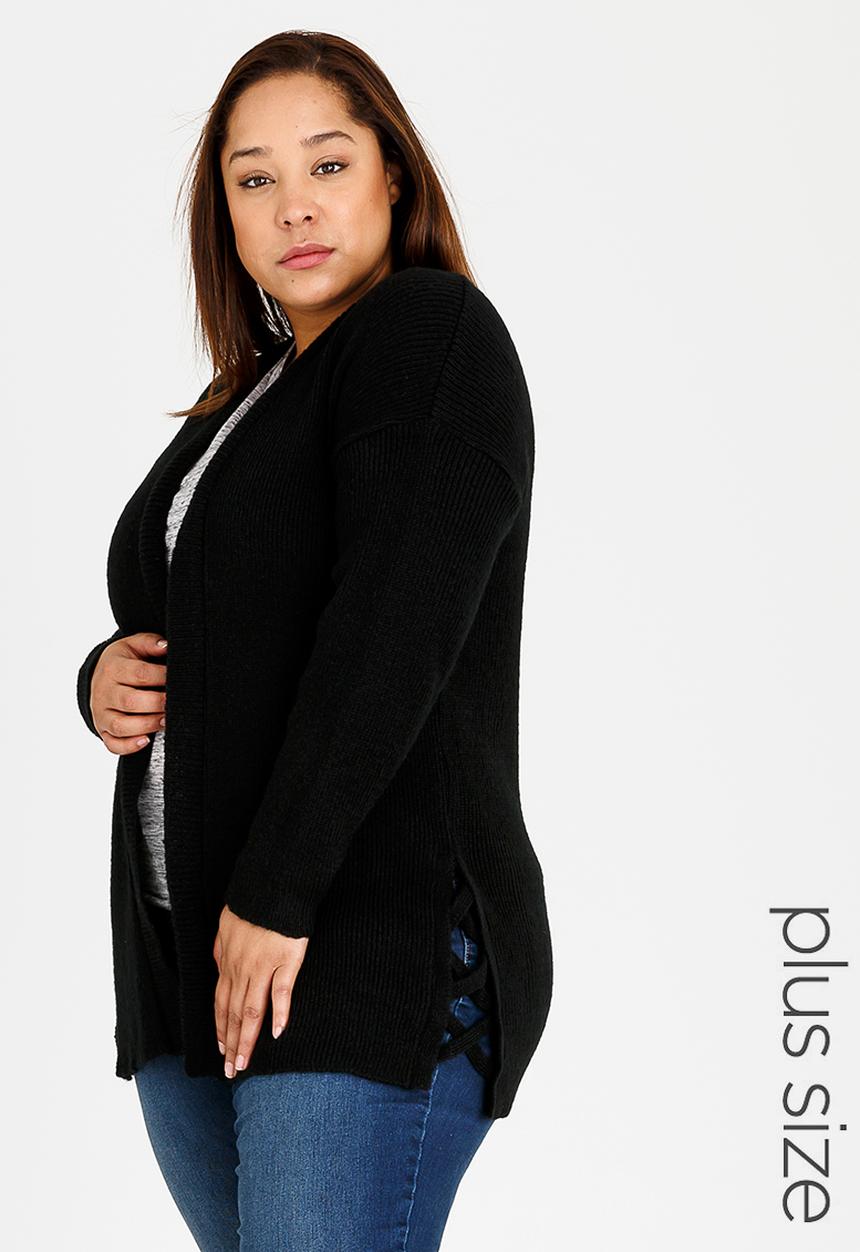 STYLE REPUBLIC PLUS - Jersey with Side Criss-cross Detail Black