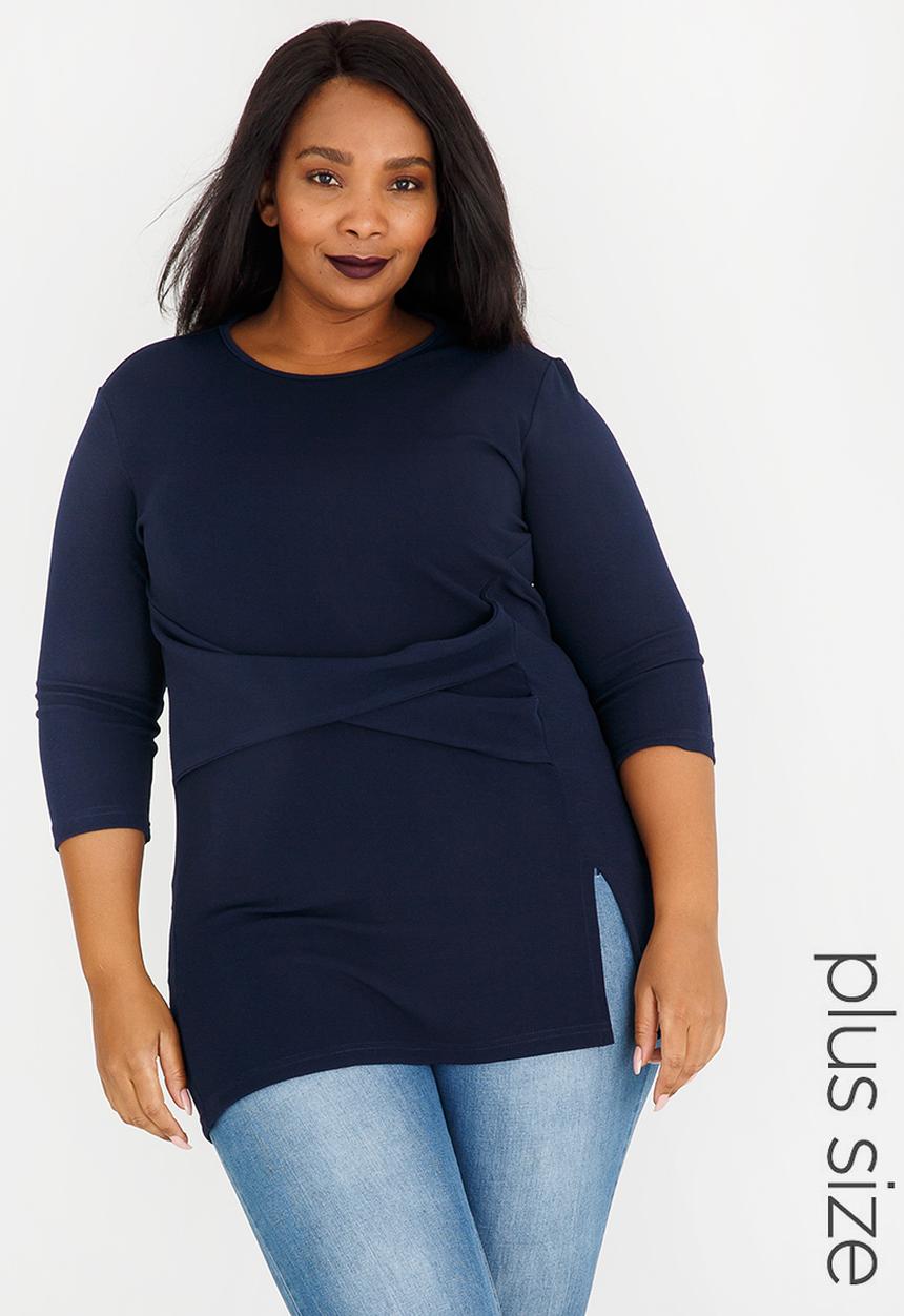 edit Plus - Twist Front Tunic Navy