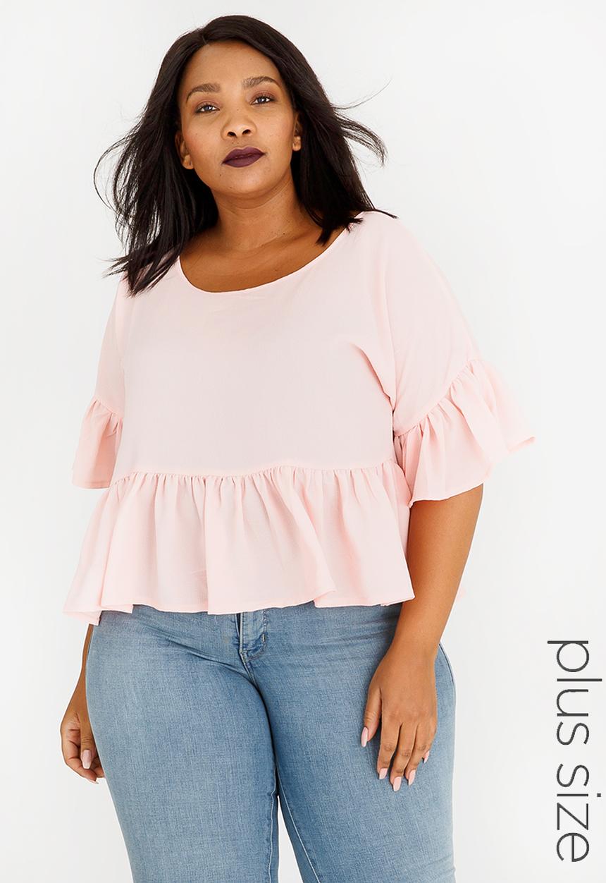 STYLE REPUBLIC PLUS - Frill Detail Blouse Pale Pink