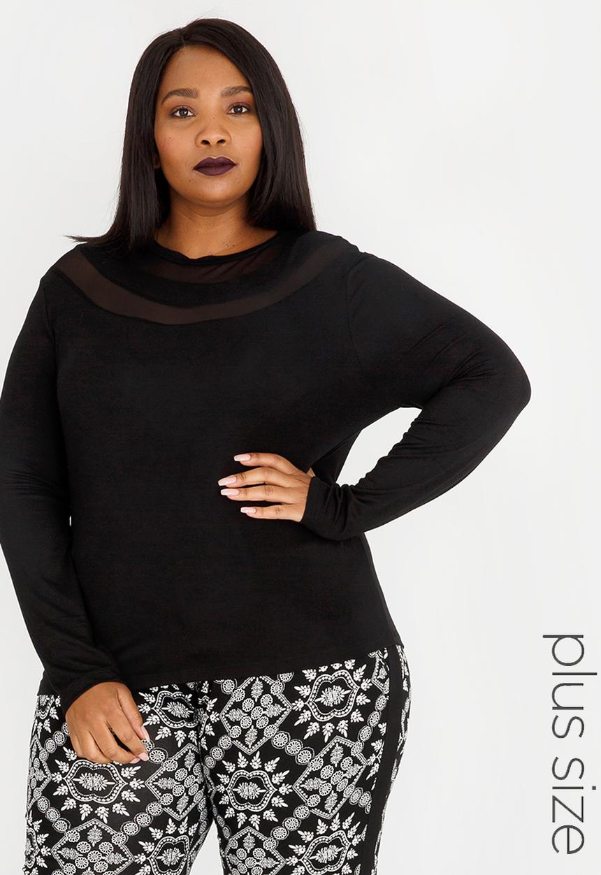 Slick - Nadia Mesh Inset Top Black