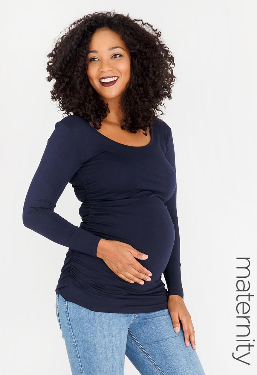 Cherry Melon - Basic Longsleeve Side Detail Tee Navy