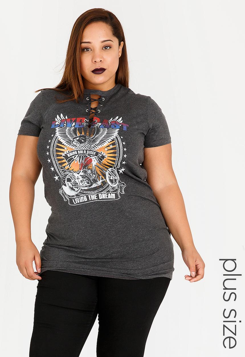 Brave Soul - Moto Band Longer Length T-shirt Dark Grey