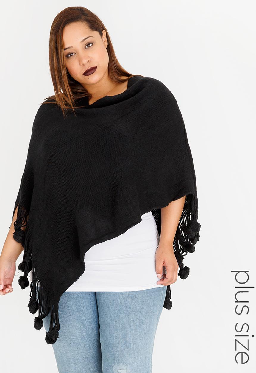 Joy Collectables - Pom-pom Poncho Black