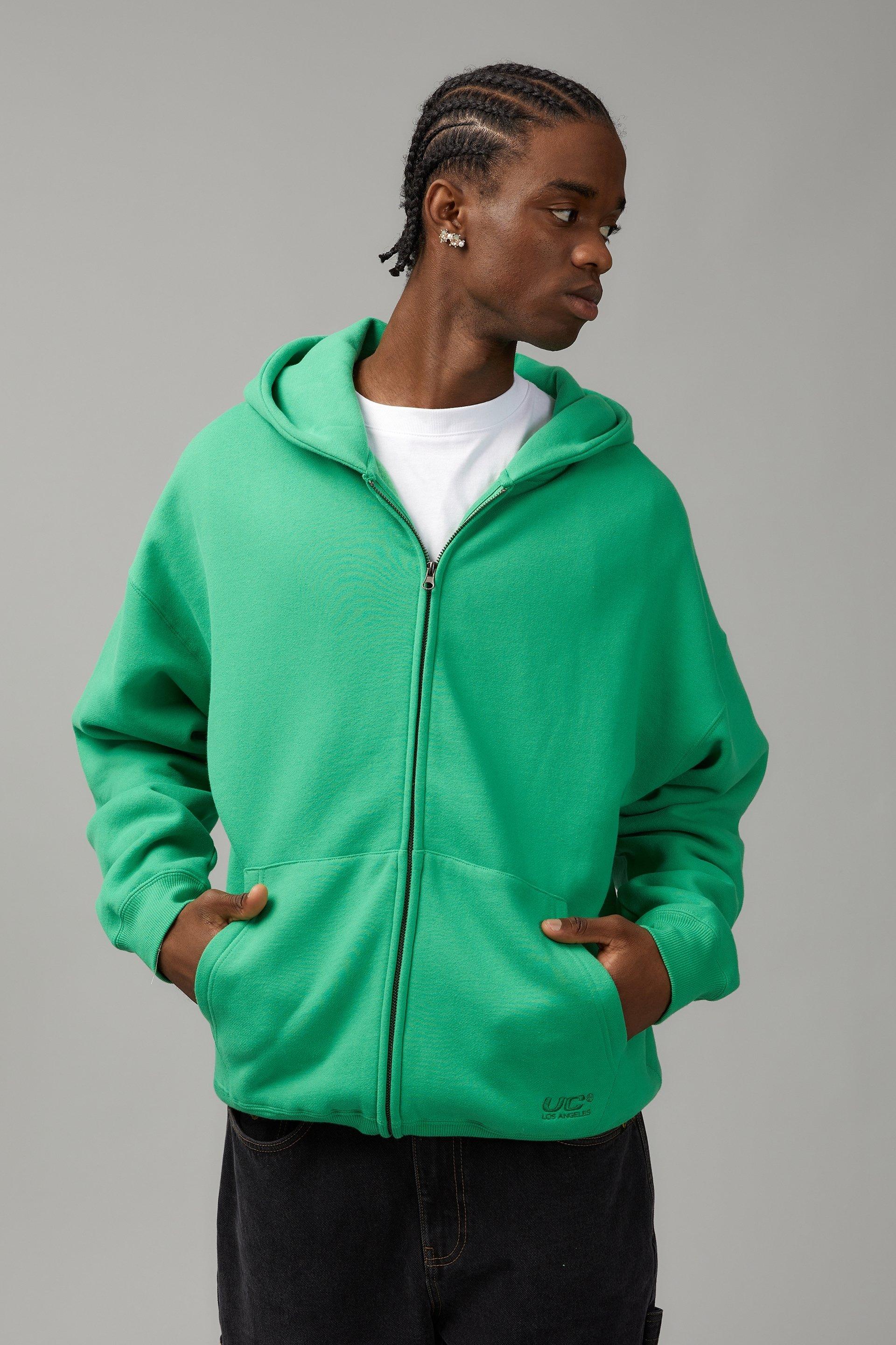 Baggy graphic zip through hoodie - kelly green/uc Factorie Hoodies ...
