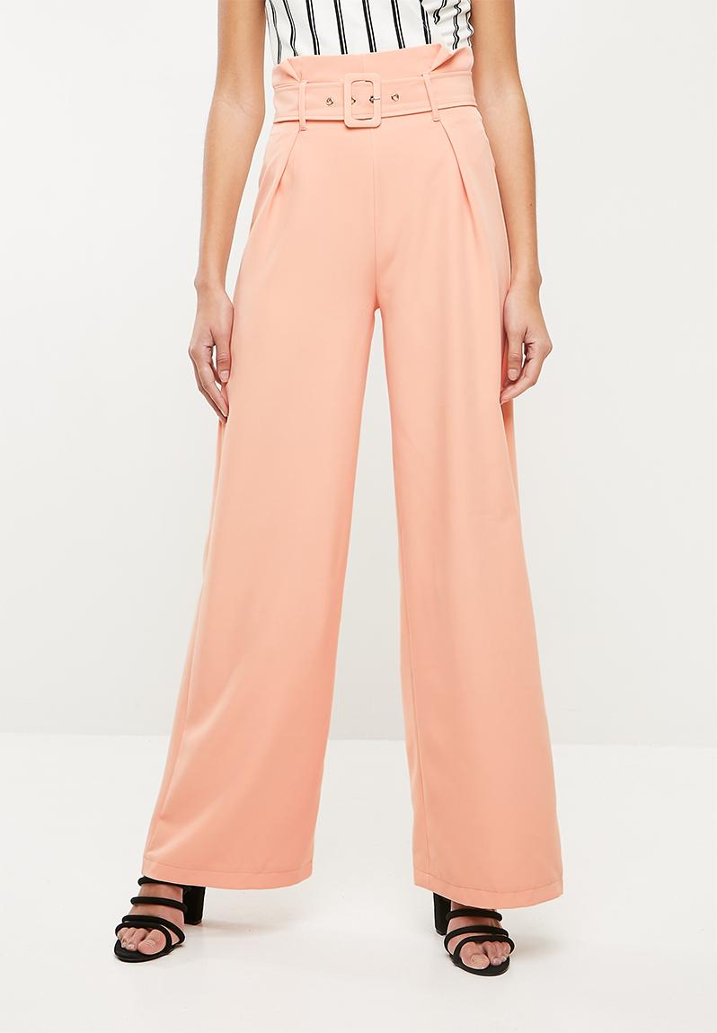 Paper bag waist trousers - pink Missguided Trousers | Superbalist.com