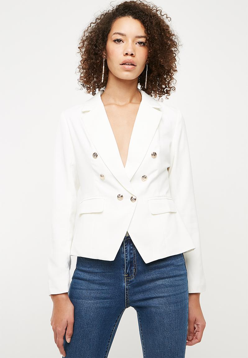 Tailored military blazer jacket - white Missguided Jackets ...