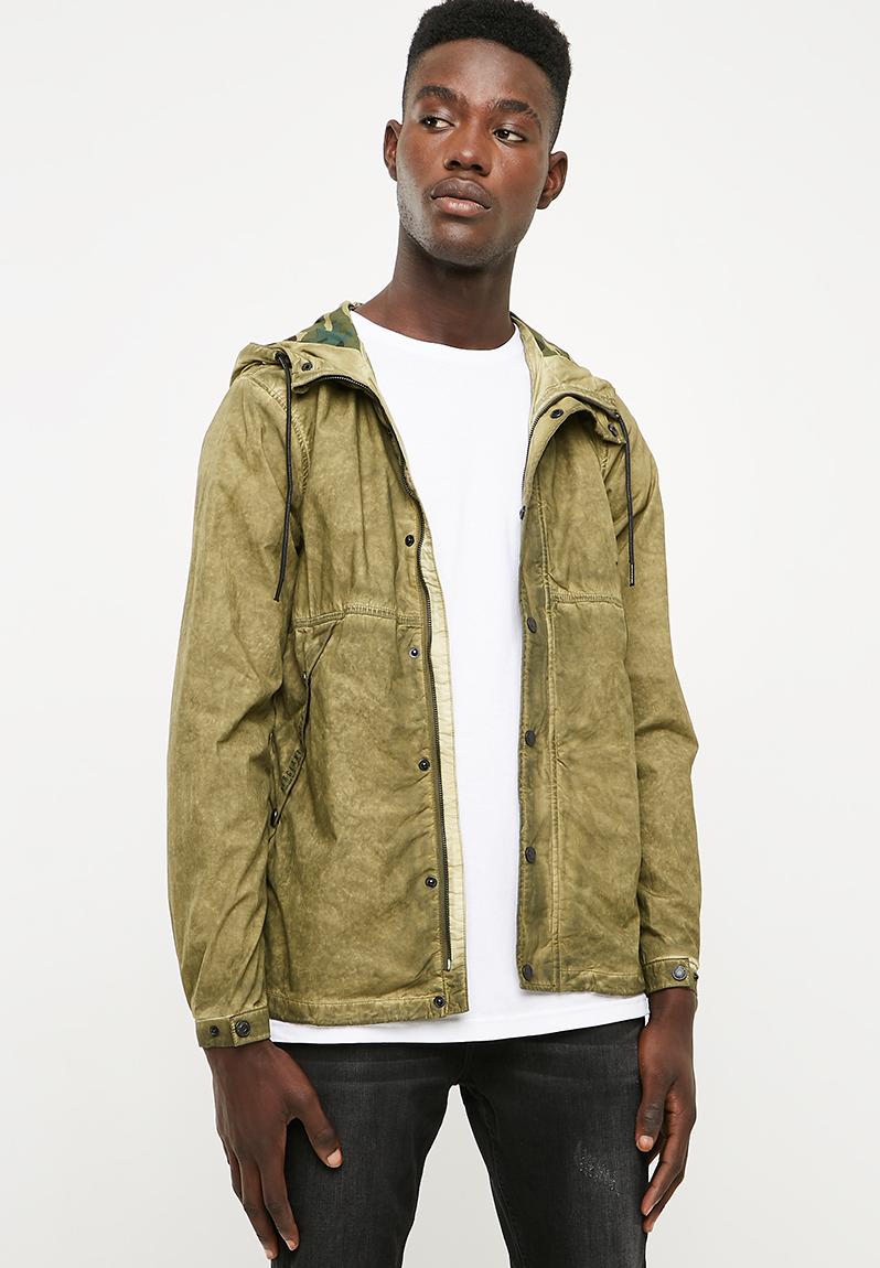 Lightweight dirty wash jacket with hood - camo S.P.C.C. Jackets ...