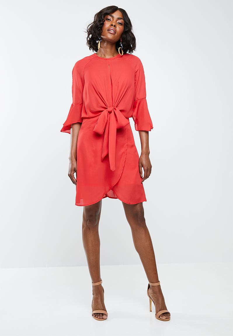 Tammy Tie Waist Wrap Dress Red