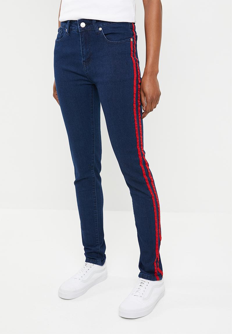 men's track jeans with stripe