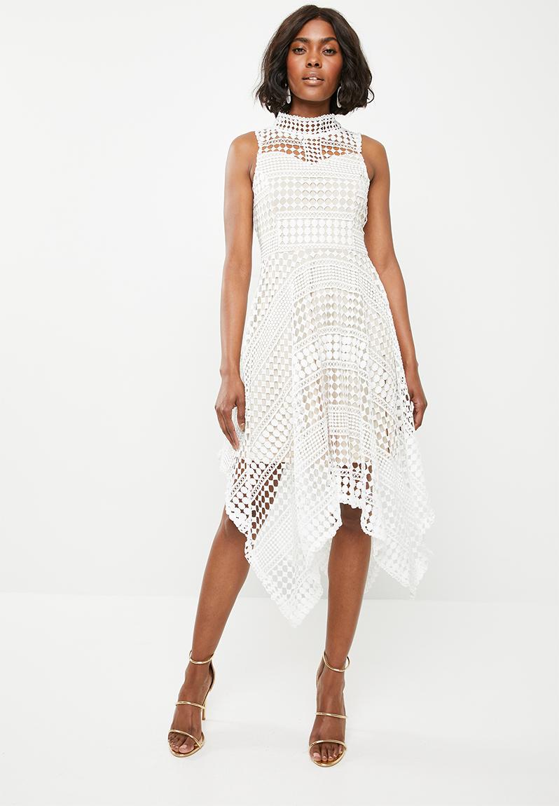 Crochet halter neck dress white Revenge Occasion