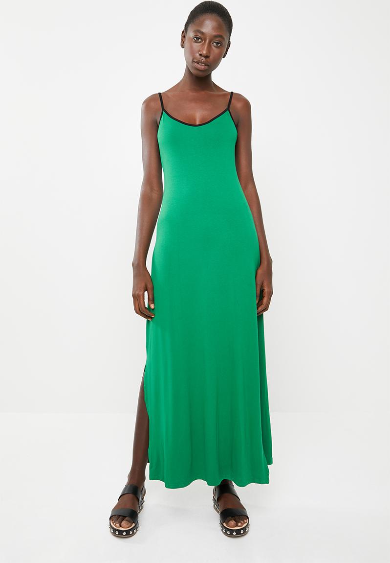 Strap Detail Maxi Dress Green Cinch Casual 1449