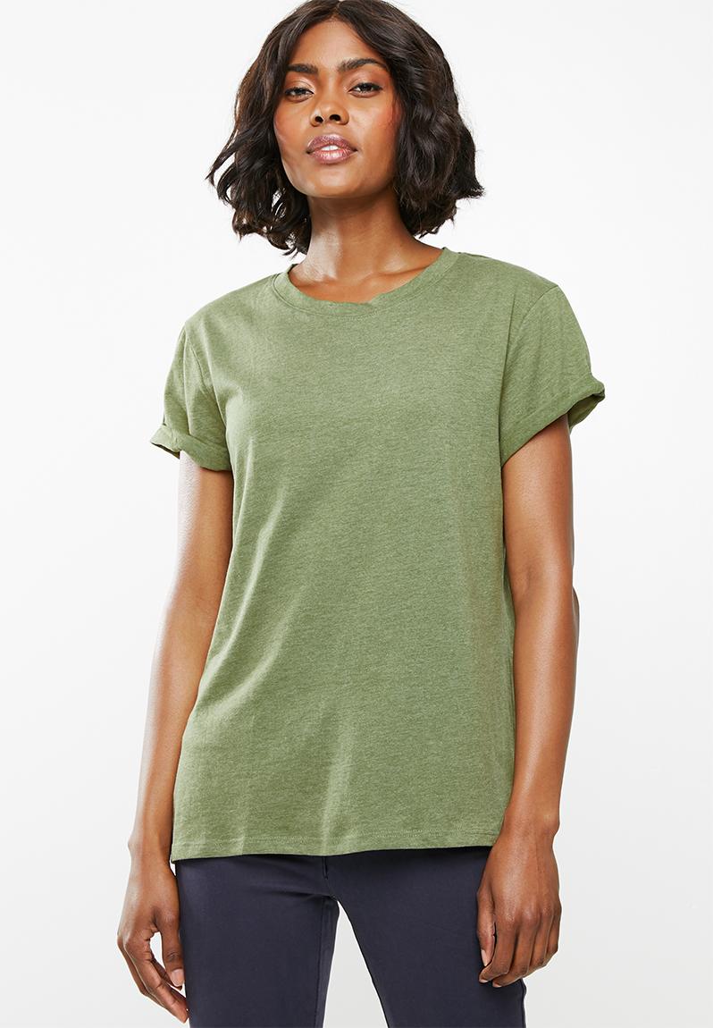 Basic crew neck t-shirt - khaki green edit T-Shirts, Vests & Camis ...