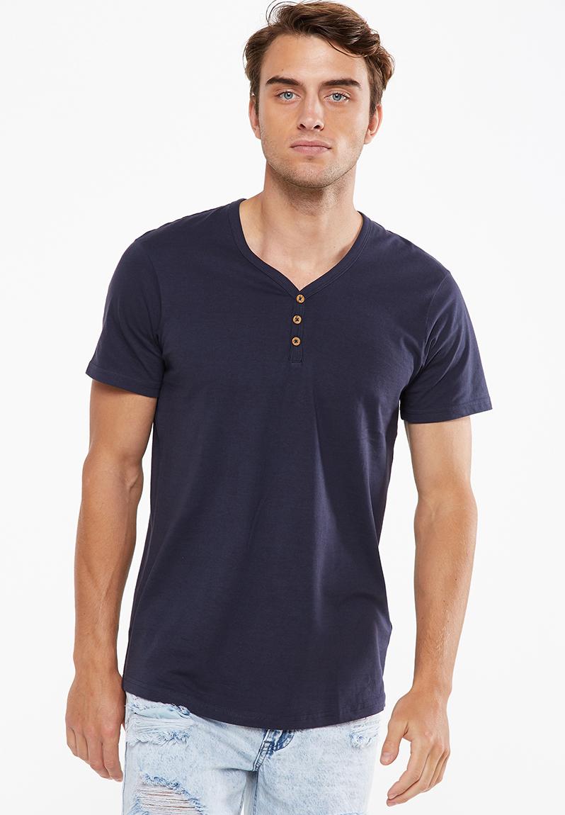 Essential short sleeve henley - navy Cotton On T-Shirts & Vests ...
