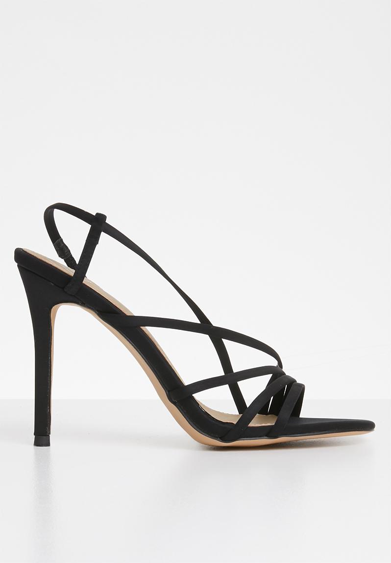 Asymmetric multi strap heel sandal - black Missguided Heels ...