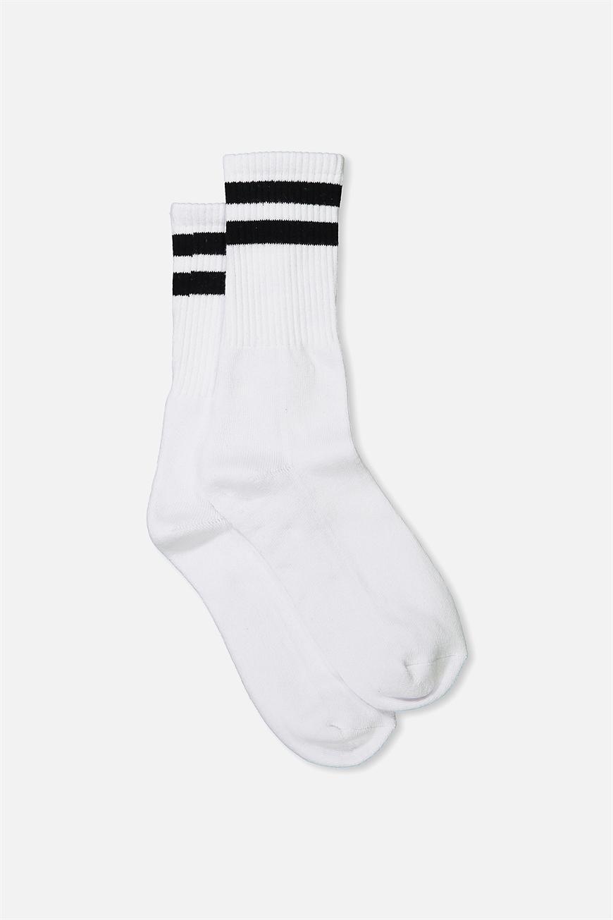 Single pack active socks - white sport stripe Cotton On Socks ...