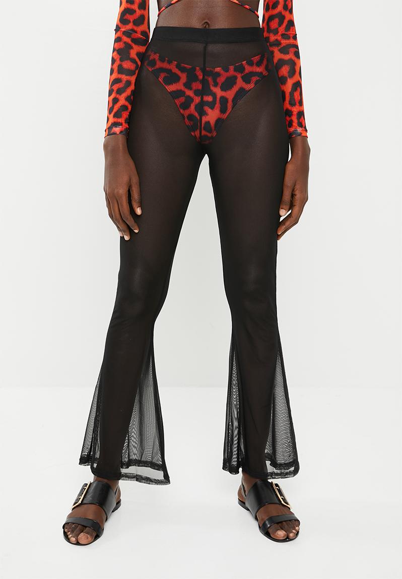 black striped mesh trousers