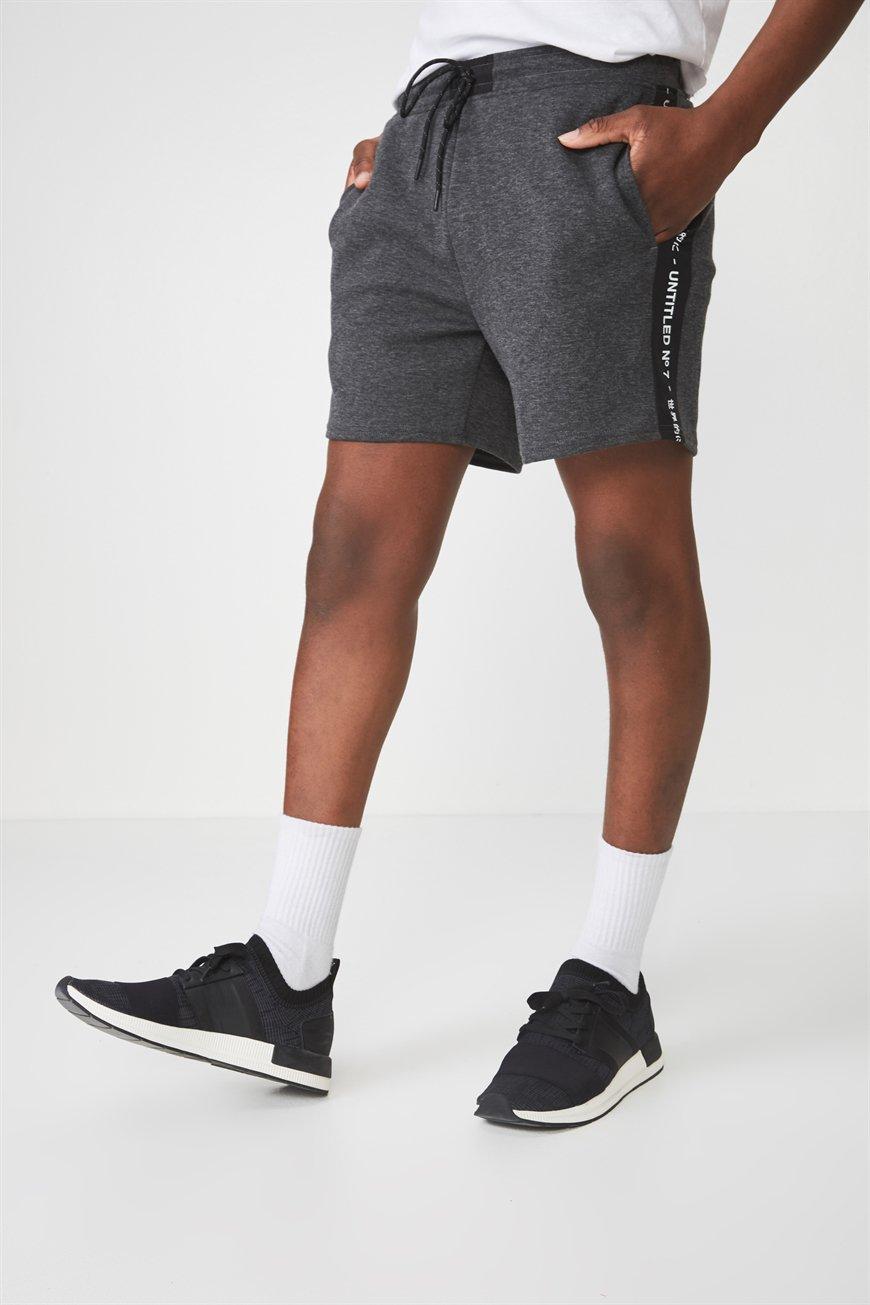 Coar side stripe double knit shorts charcoal heather Cotton On