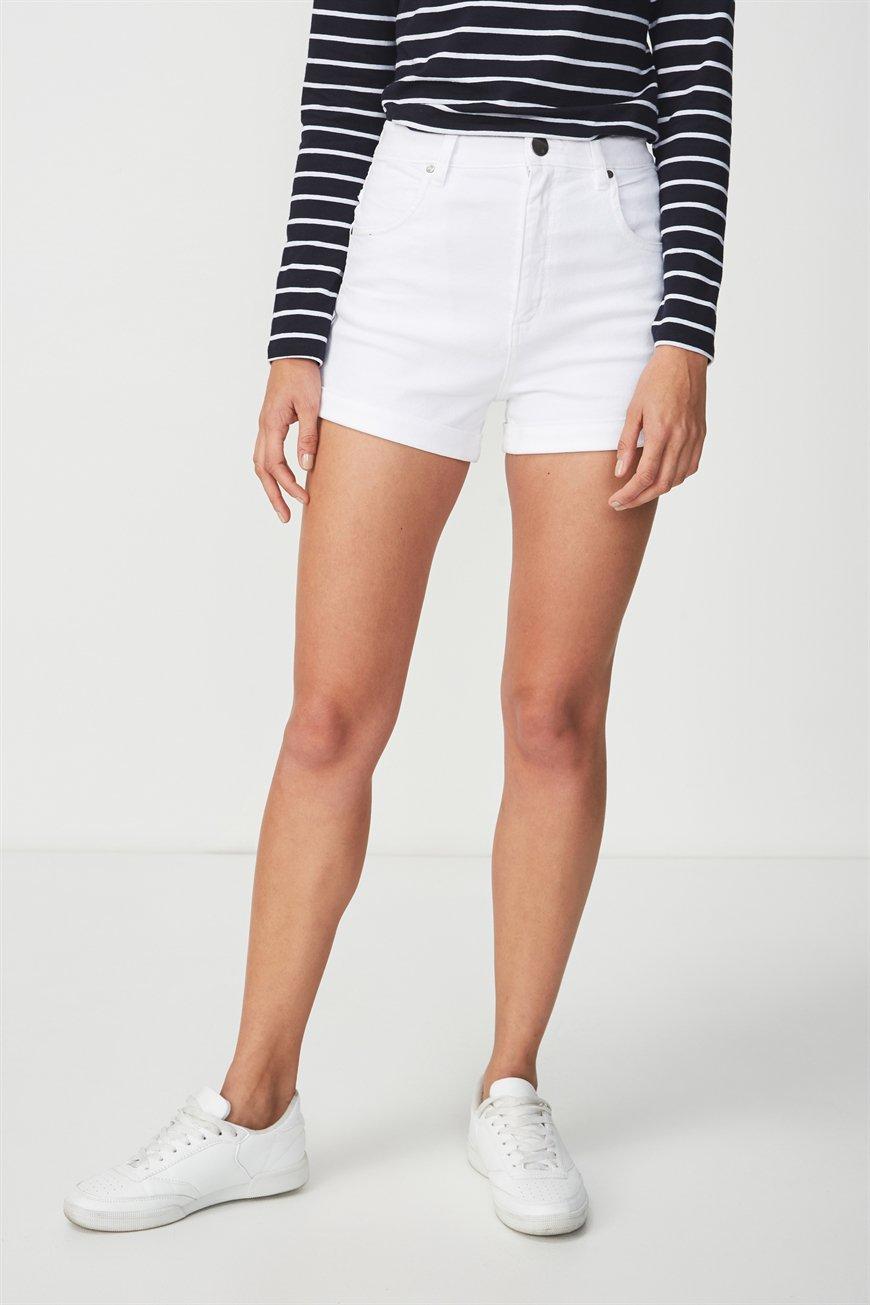 High rise classic stretch denim shorts - white Cotton On Shorts ...