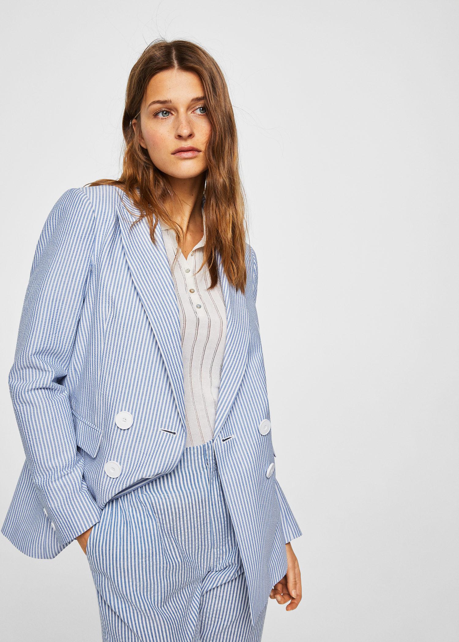 Fine-stripe blazer - blue & white MANGO Jackets | Superbalist.com