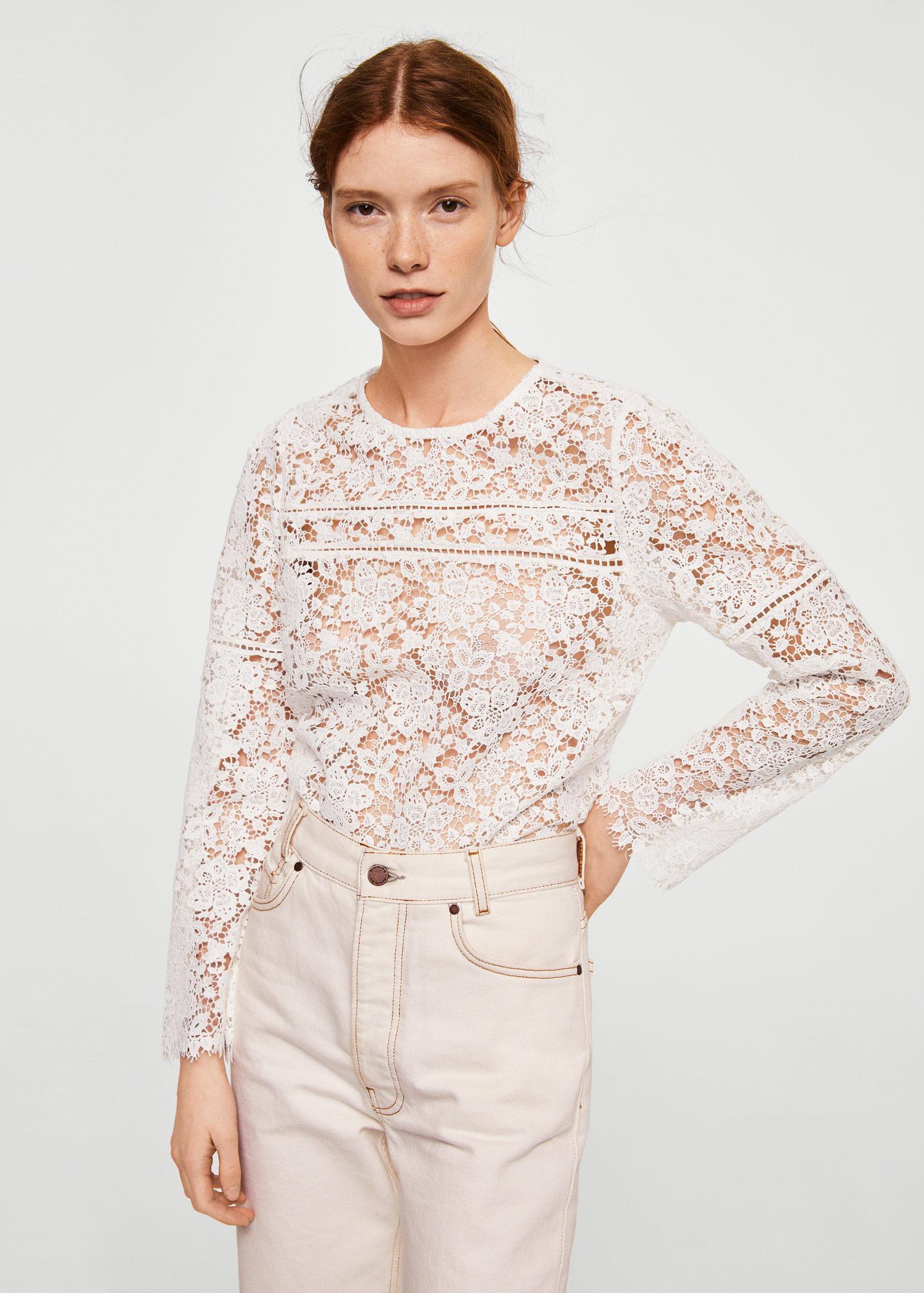 Floral All-over Lace Blouse White MANGO Blouses | Superbalist.com