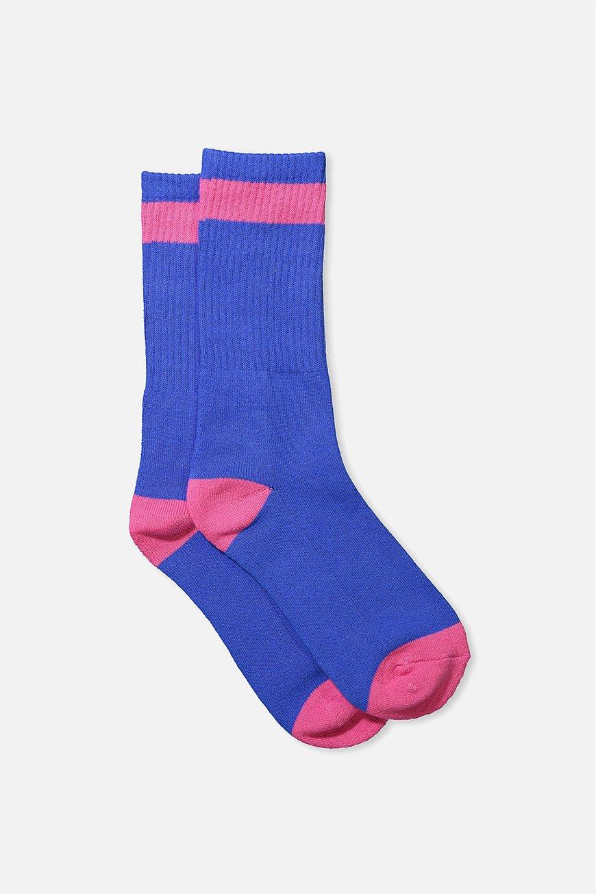 Single pack active socks - electric blue & vibrant pink block Typo ...