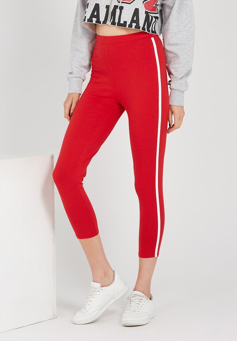 red trousers with side stripe