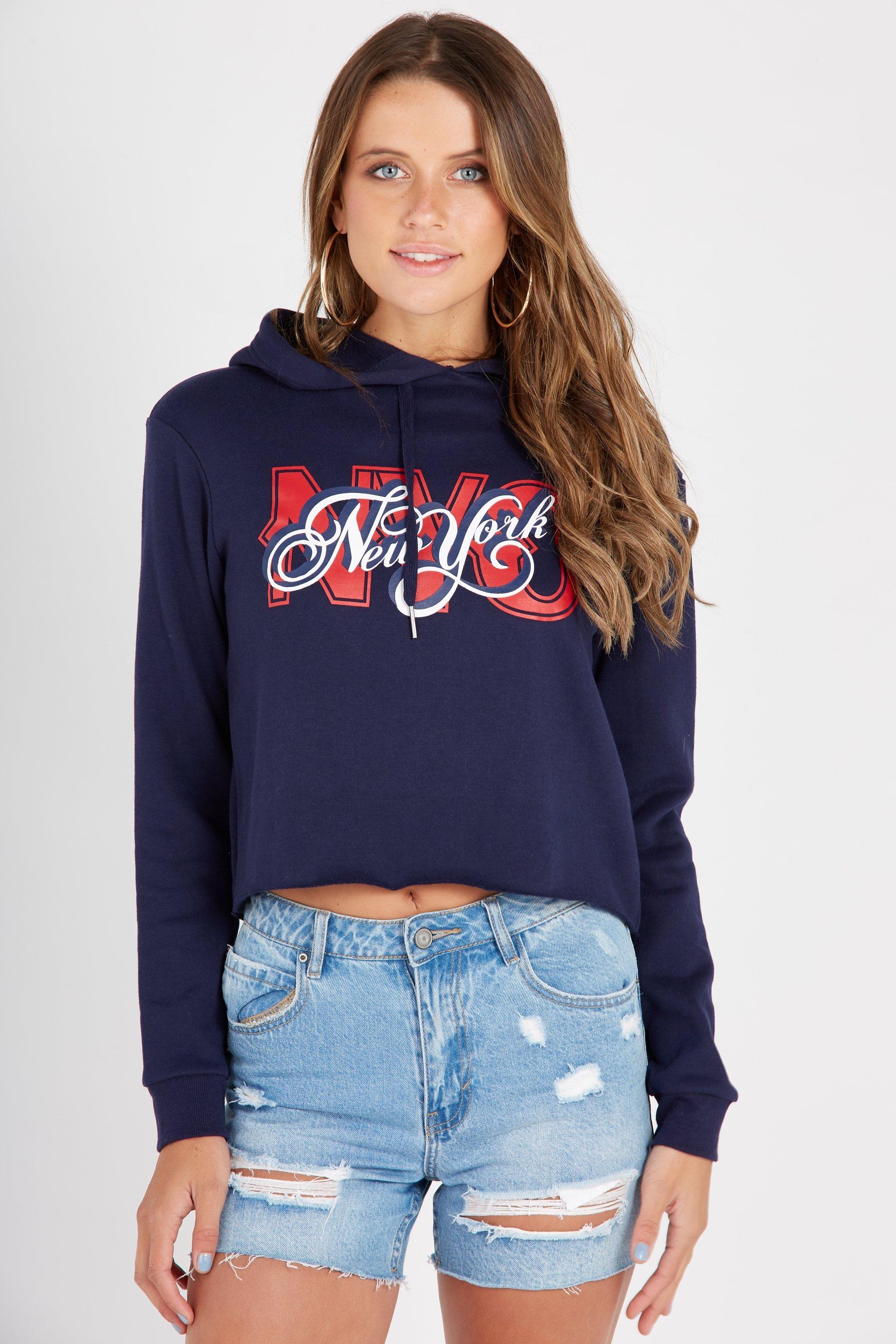 Raw cut graphic hoodie - navy - new york Supré Hoodies & Sweats ...