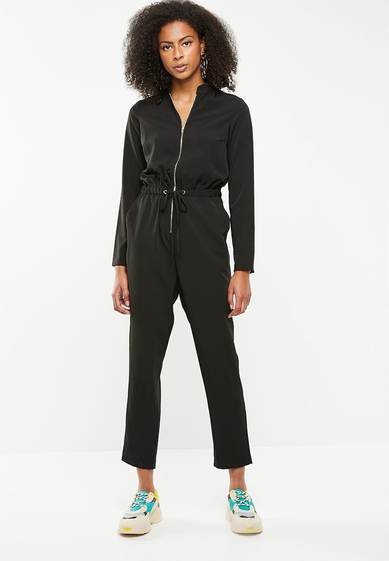 Utility zip front jumpsuit-black Missguided Jumpsuits & Playsuits ...